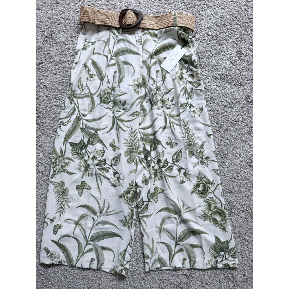 NWT - Haven + Blair Green Botanical Wide Leg Crop Pants Size M